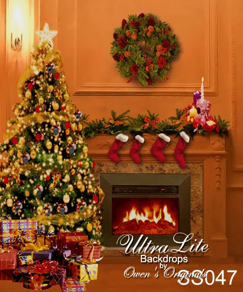 Christmas Fireplace Backdrops