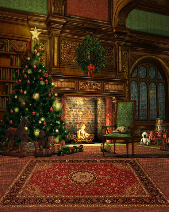 Christmas Fireplace Backdrops