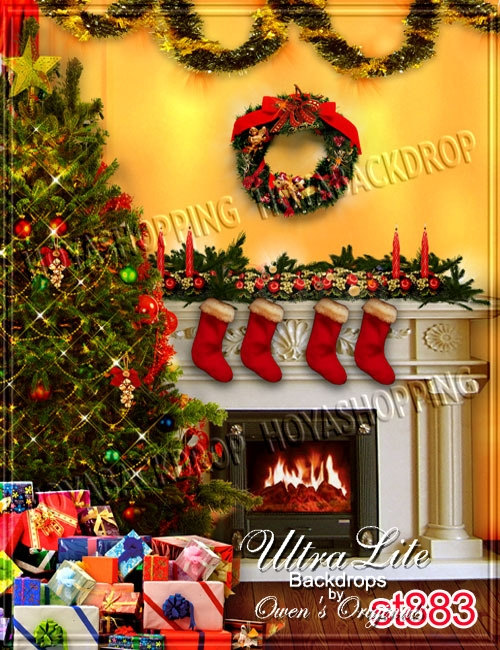 Christmas Fireplace Backdrops