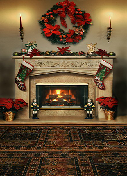 Christmas Fireplace Backdrops