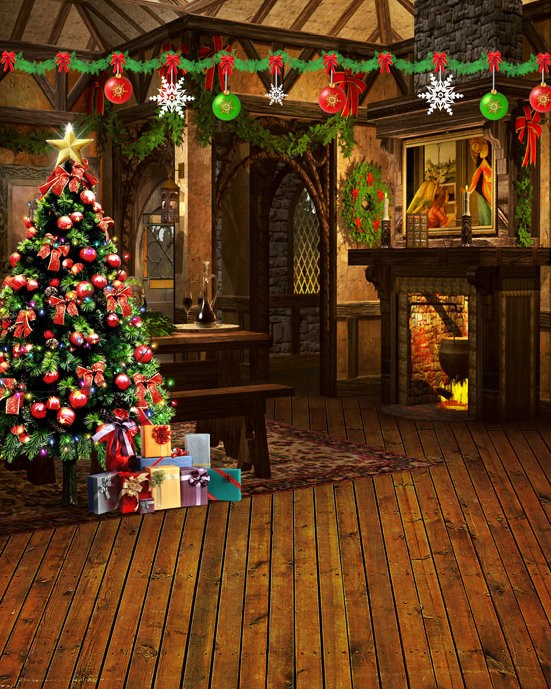 Christmas Fireplace Backdrops