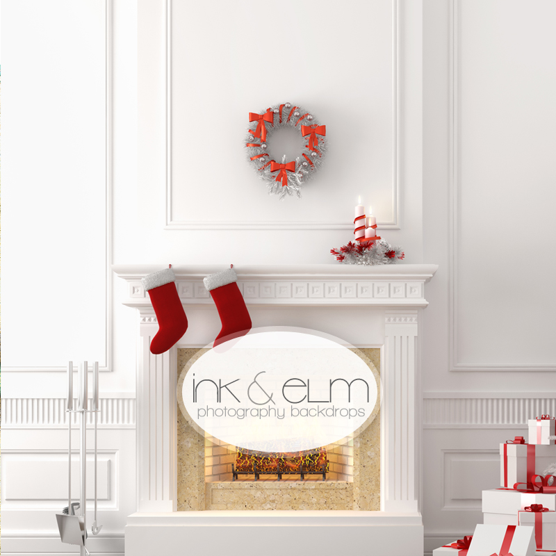 Christmas Fireplace Backdrops