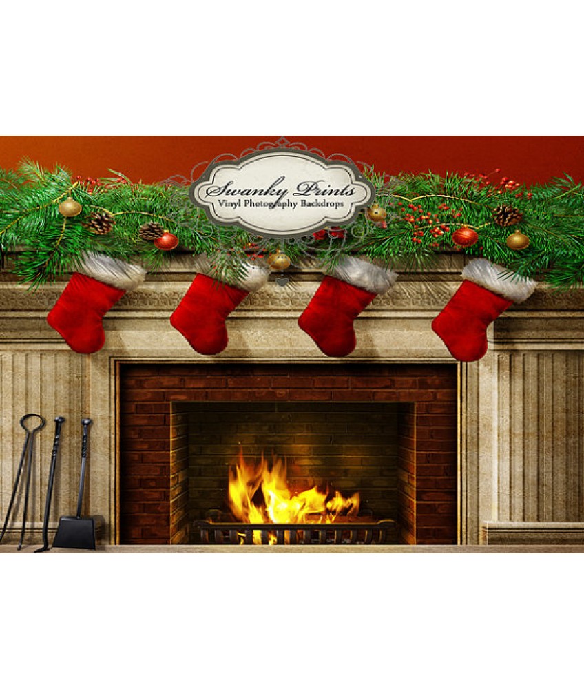 Christmas Fireplace Backdrops