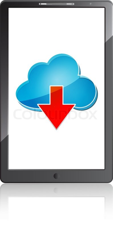Cloud Cell Phone Icon with Arrow