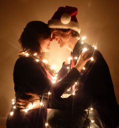 Couple Wrapped Christmas Lights Couple Wrapped Christmas Lights