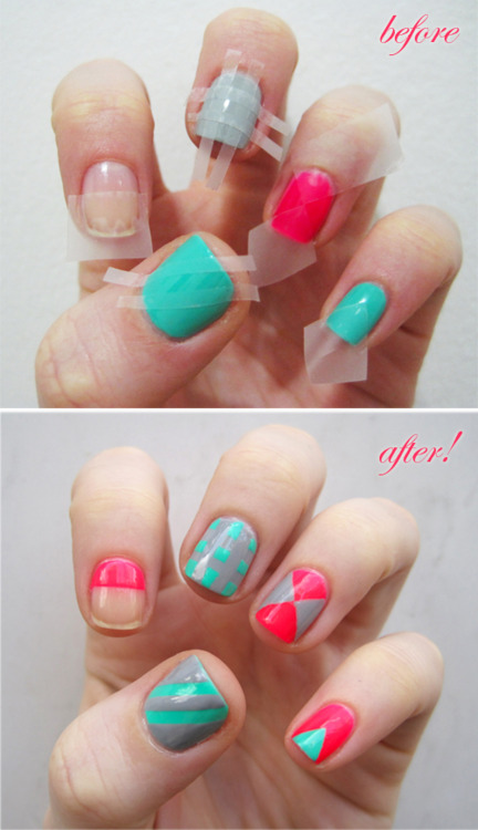 Easy Nail Designs with Tape