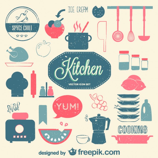 Flat Vector Retro Set Kitchen Flat Vector Retro Set Kitchen