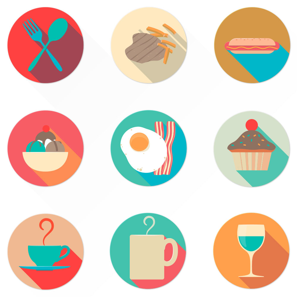 Food Icon Flat Design Food Icon Flat Design