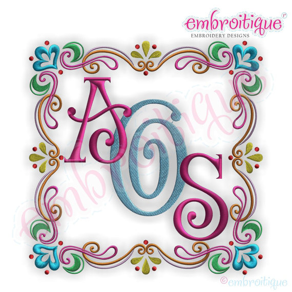 Frames for Machine Embroidery Monogram Font