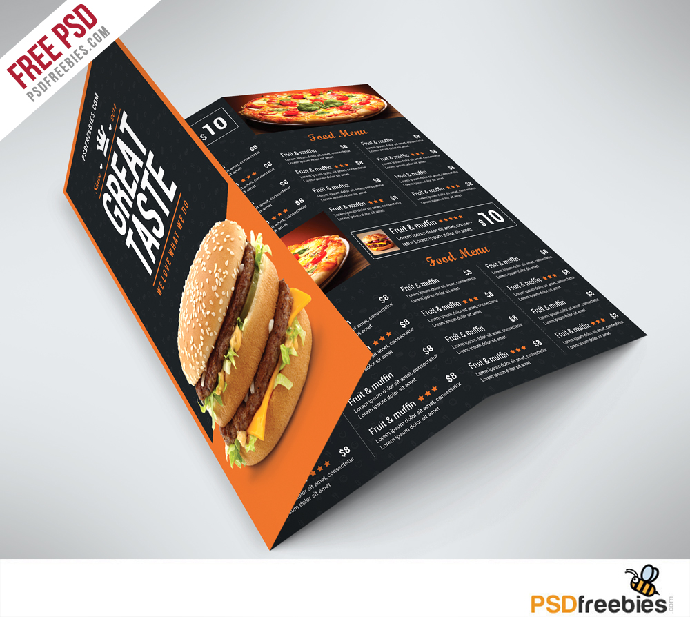 Free Food Menu Template Tri-Fold