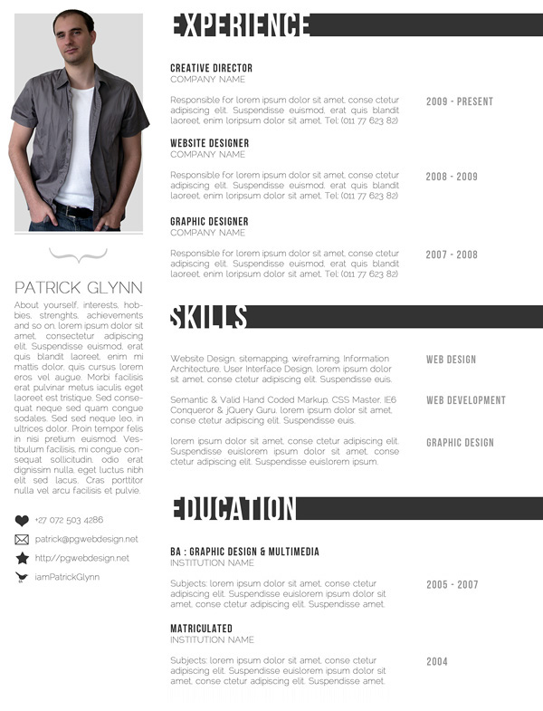 Free Photoshop Resume Templates