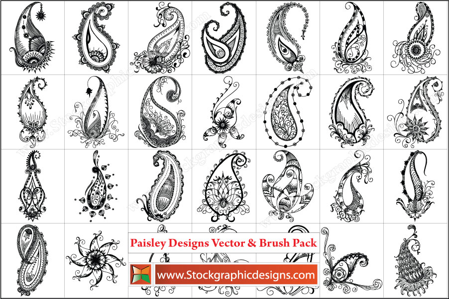 19 Single Vector Paisley Pattern Images