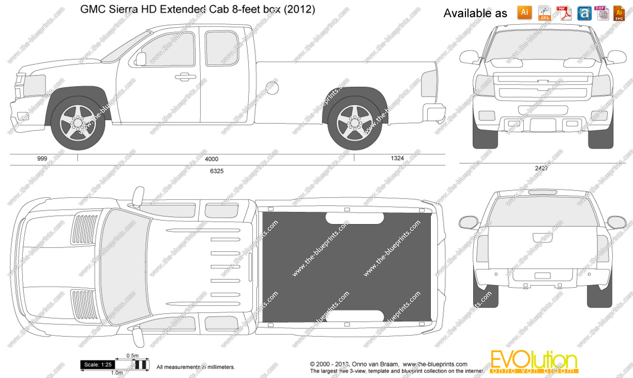 GMC Sierra Extended Cab Drawing