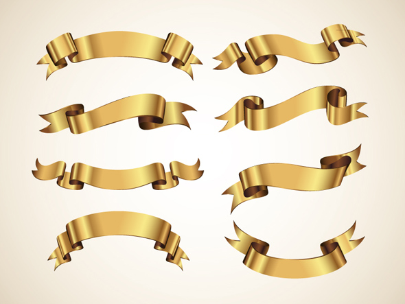 Gold Ribbon Banner Vector