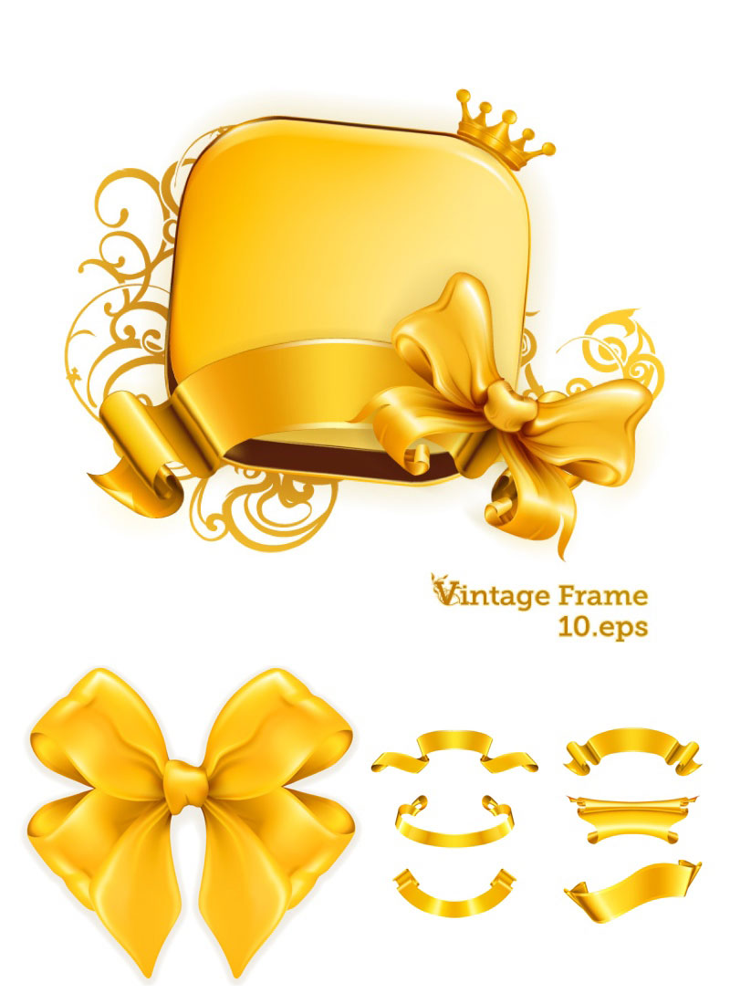 14 Photos of Gold Ribbon Vector Art Free