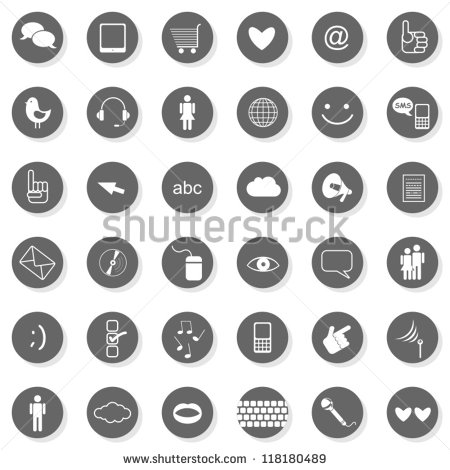 Grey Social Media Icons Vector