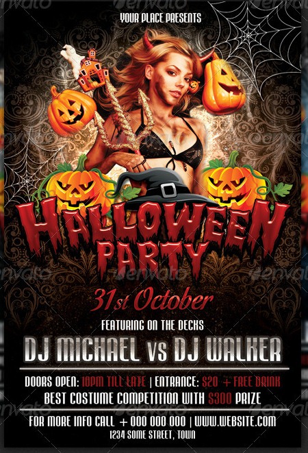 15 Halloween Party Flyer PSD Template Images