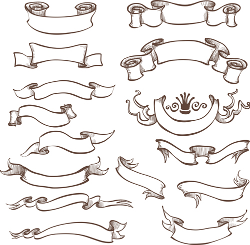 Hand Drawn Vector Ribbons