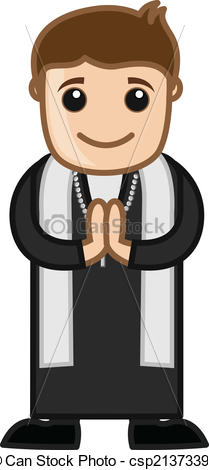 Happy Priest Cartoon