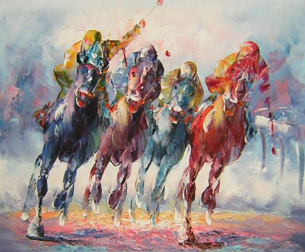 Horse Racing Oil Paintings