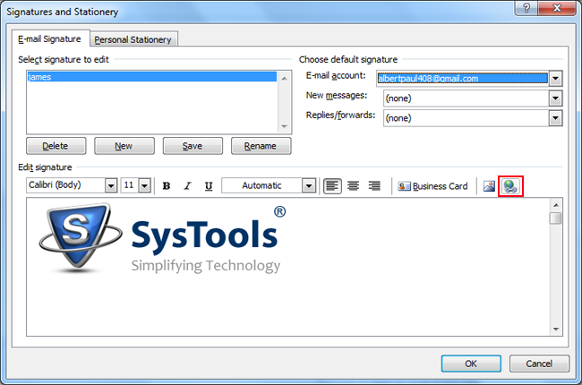 Hyperlink Outlook Signature 2010