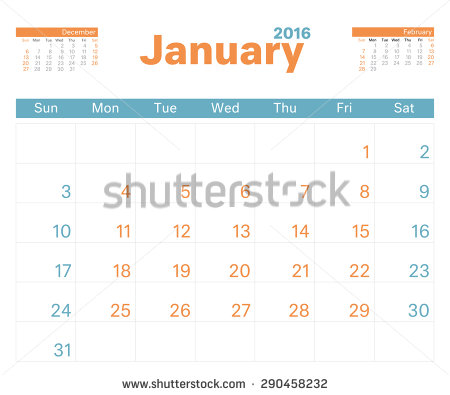 January 2016 Monthly Calendar