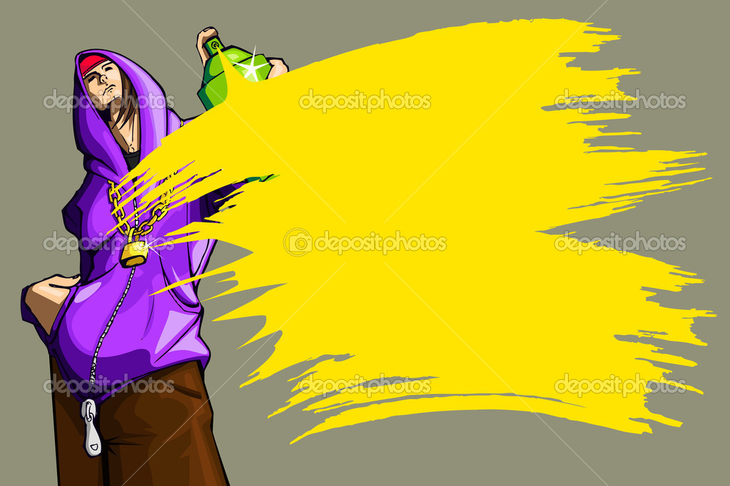 Man Spray Painting Vector