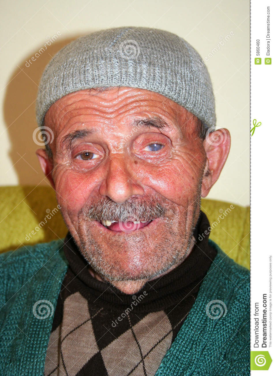 Old Man with No Teeth Smiling