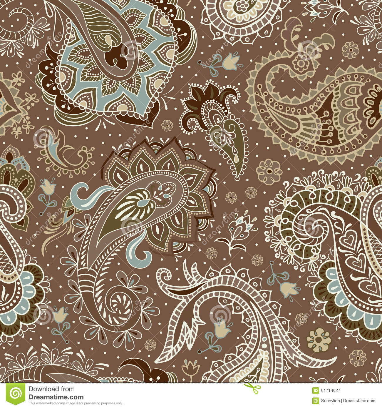 Paisley Seamless Pattern Vector