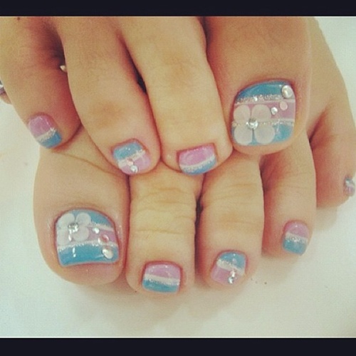 Pink and Blue Toe Nail Designs Pink and Blue Toe Nail Designs