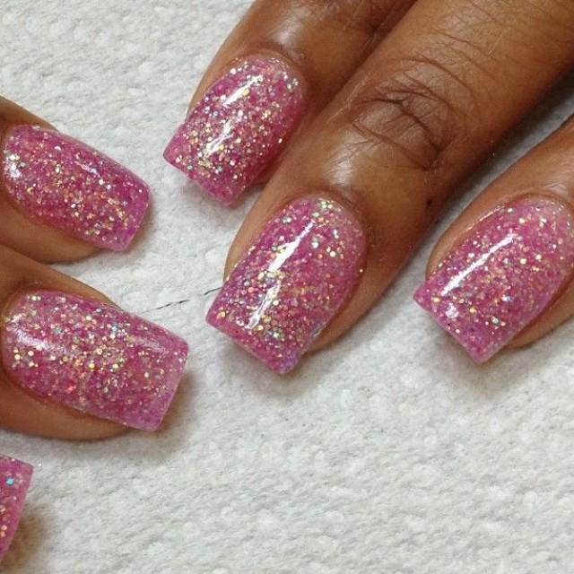 Pink Glitter Acrylic Nail Designs