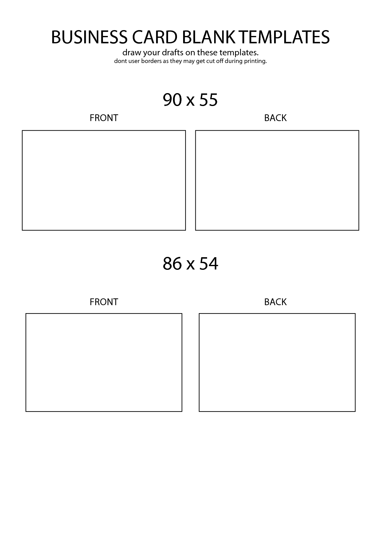 Printable Blank Business Card Template