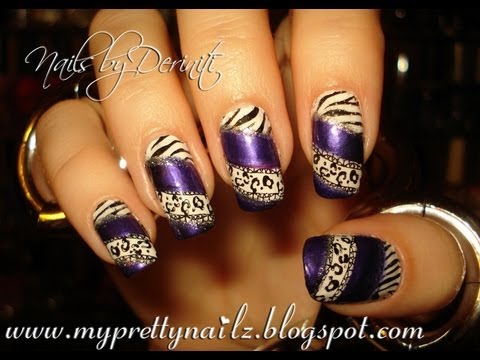 Purple Animal Print Nail Art