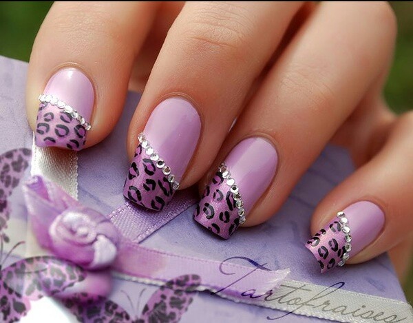 Purple Leopard Nail Design