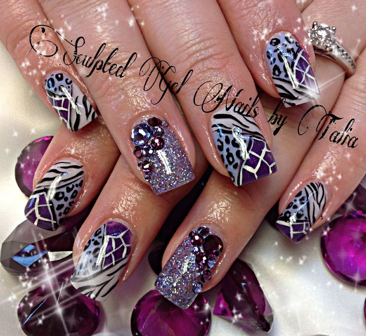Purple Leopard Print Nail Art