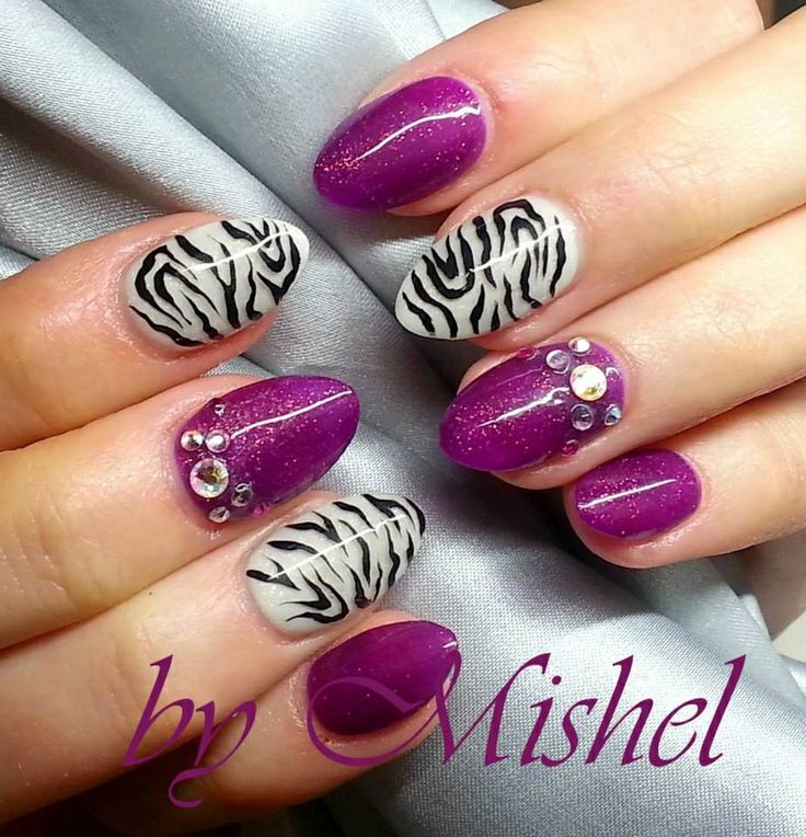 Purple Zebra Print Nail Art