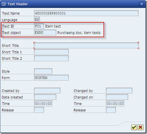 SAP Long Text Table