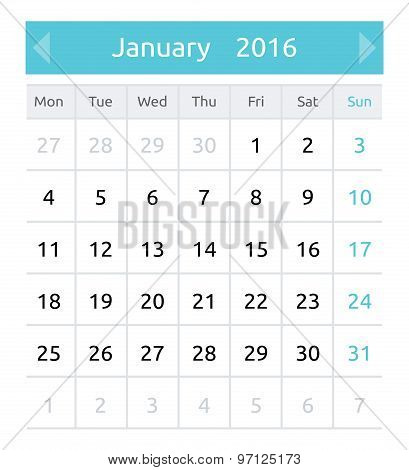 Simple Month Calendar 2016 Simple Month Calendar 2016