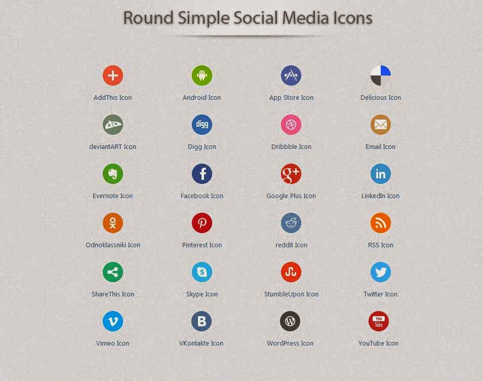 Simple Round Social Media Icons