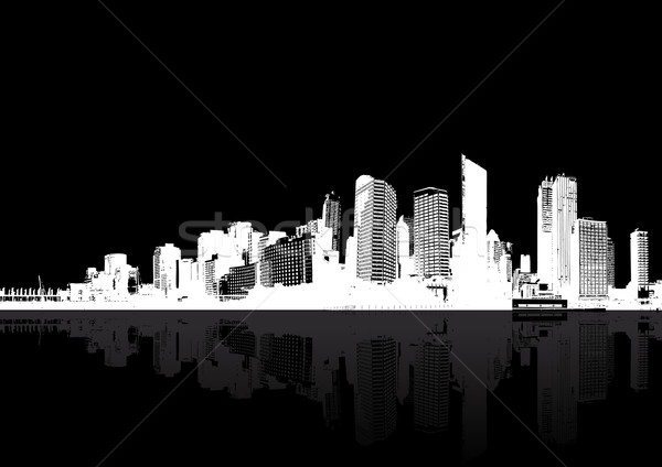 Skyscrapers Black and White Vector