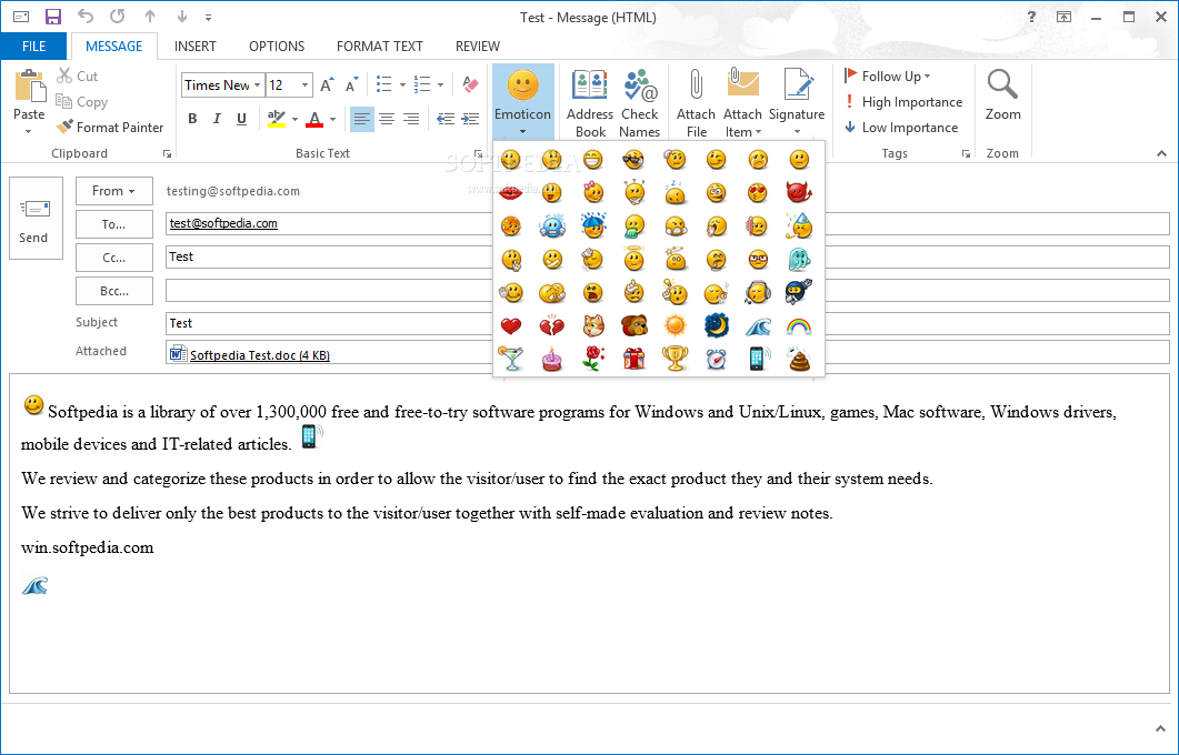 Smiley Emoticons for Outlook Email