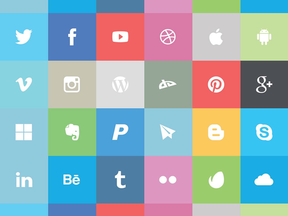 17 Flat Social Media Icon Sets Images