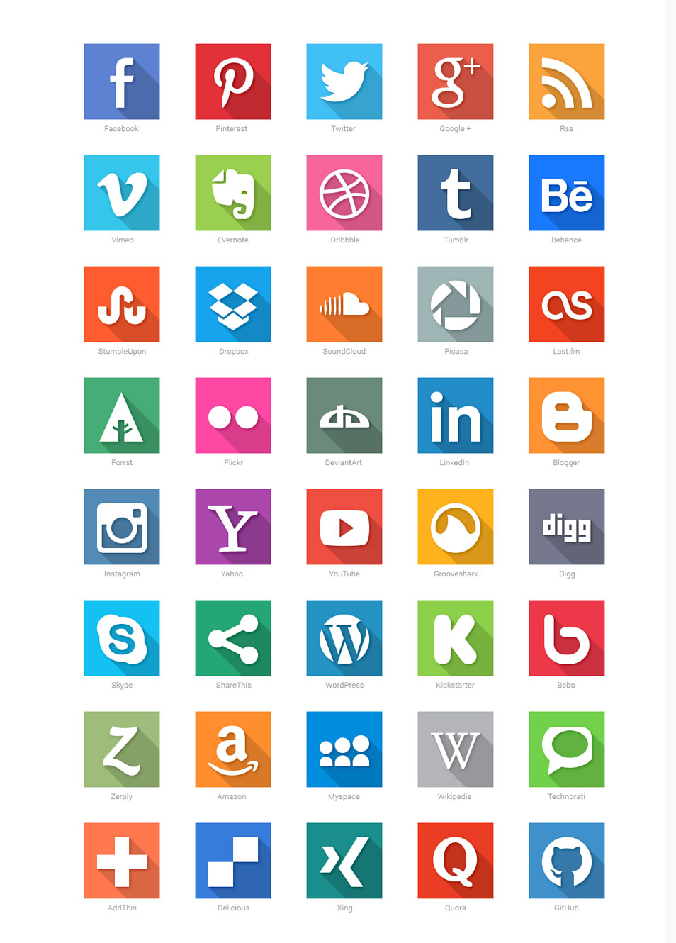 Social Media Icons Flat