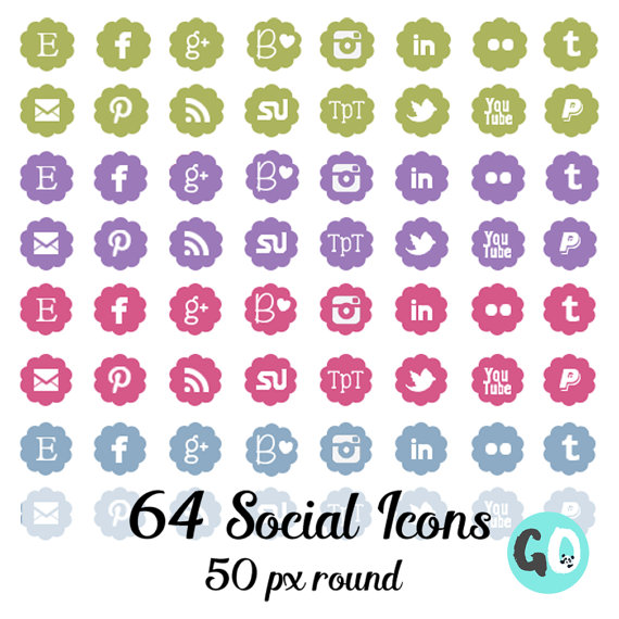 Social Media Icons Purple