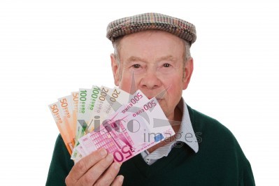 Stock Photo of Old Man with Money