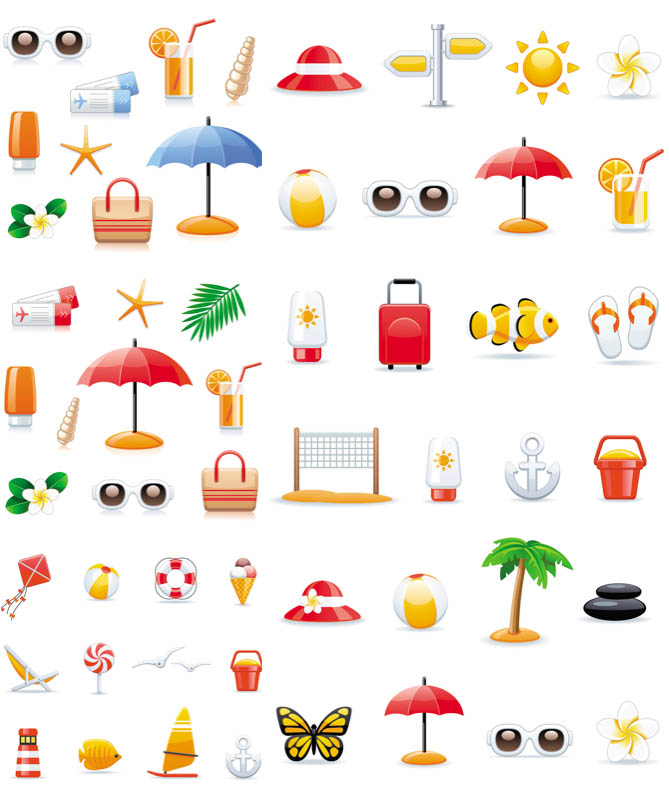 Summer Icons Vector Free