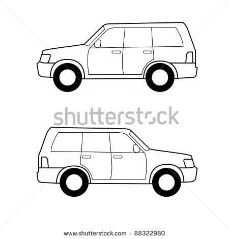 SUV Car Clip Art Black and White