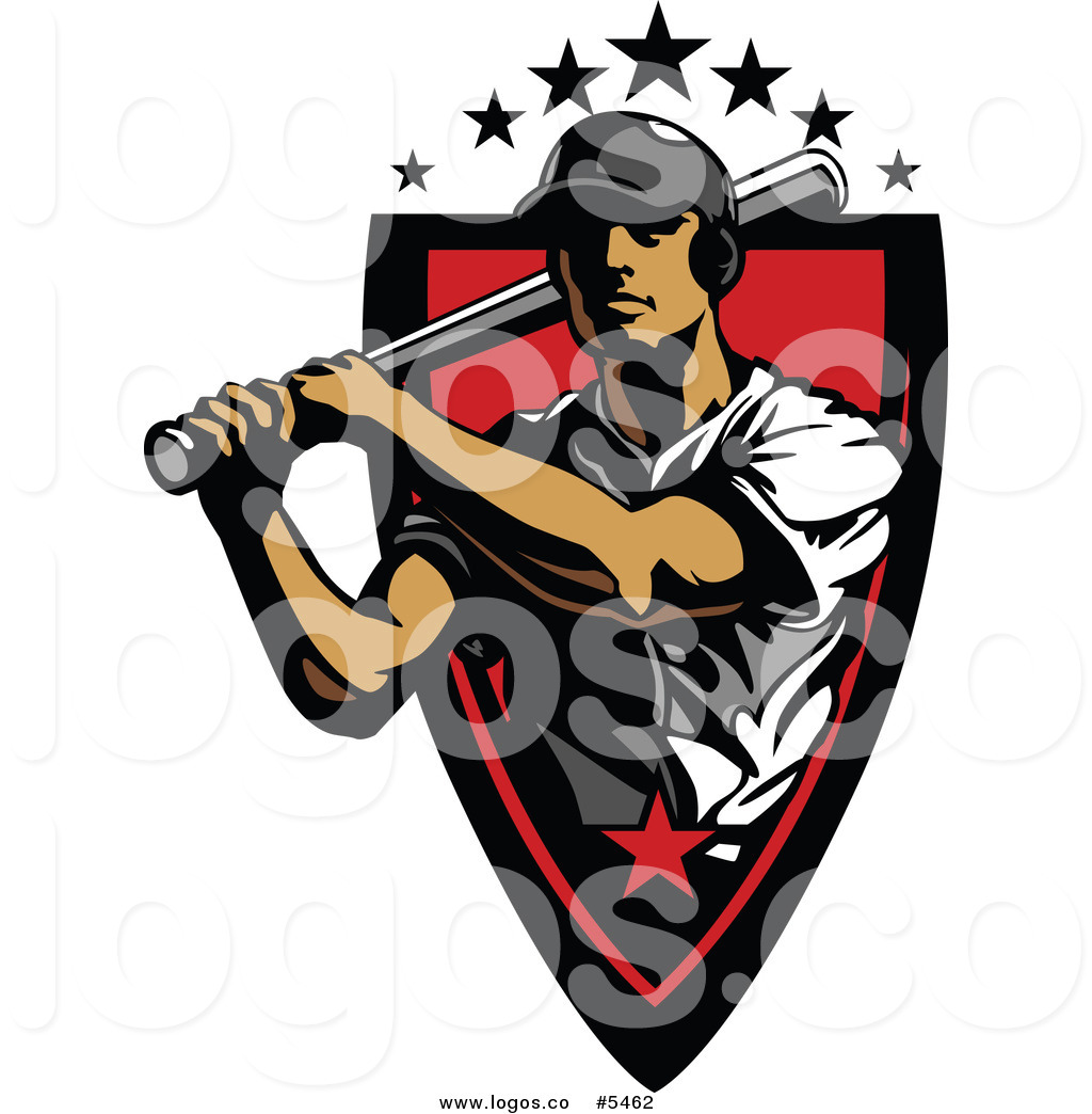 Swinging Baseball Player Logo