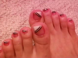 Toe Nail Design Pink Black and White