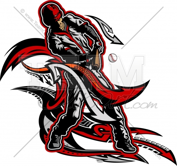 Vector Baseball Player Swinging Vector Baseball Player Swinging